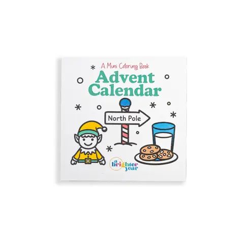 A Brighter Year Color Your Own Advent Calendar - 24-Page 3x3 Inch Children's Coloring Book, Christmas Countdown Item, Festive Daily Art Activity Stocking Stuffer Gift
