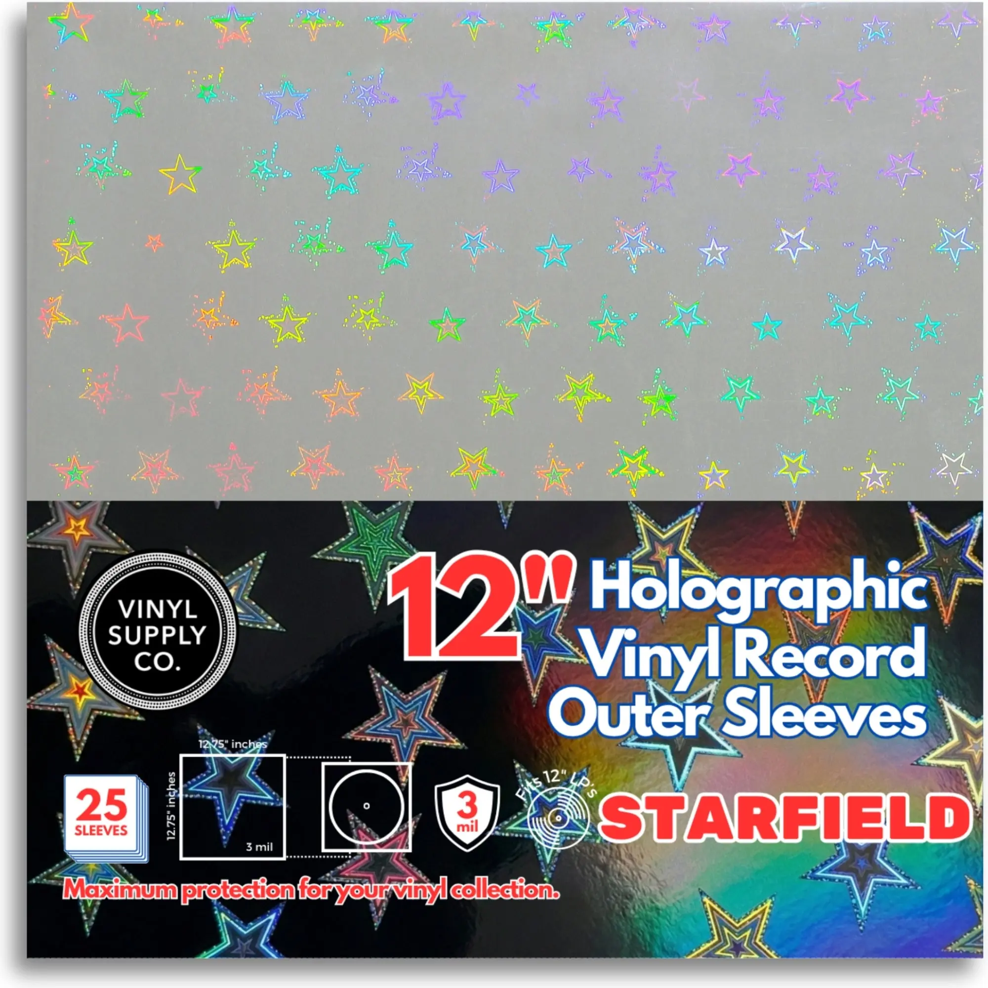 Holographic Vinyl Record Outer Sleeves - Starfield