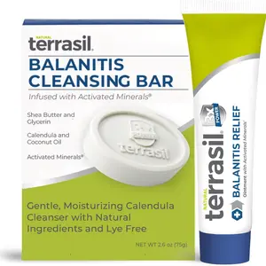 terrasil Balanitis Relief + Cleansing Soap 2-Product Kit - Balanitis Treatment for Men, Natural Foreskin Ointment for Symptoms of Itch & Irritation. Dermatologist Tested (14g Tube + Soap Bar)