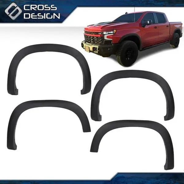 CROSSDESIGN 4PCS High-Strength High-Quality Automotive Truck Mud Flap Splash Guards, Black Factory-Style Fender Flares, Effective Resistance Chevy Accessories with Direct Factory Pricing for 2019-2024 Chevy Silverado 1500