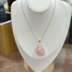 High Quality Rose Quart Necklace Female