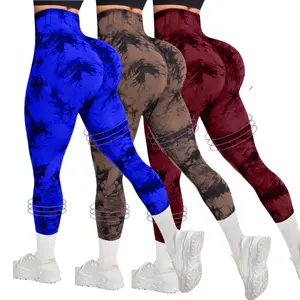 3Pcs Women Tie Dye High Waisted leggings, Scrunch Rear Lifting, Tummy Control Athletic Pants workout yoga, squat proof, compression tights full length