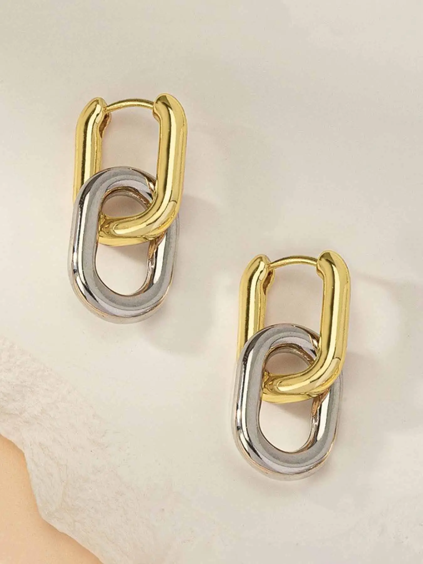 Simple Double Hoop Design Dangle Earrings, Non Tarnish Jewelry, Fashionable Jewelry for Women, Trendy All-match & Exquisite Jewelry for Birthday Gift,