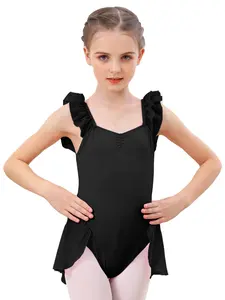 Girls' Backless Dress with Lotus Strap, Open Design for Dance & Gymnastics Competitions, Sporty Slim-Fitting Costume for All Seasons