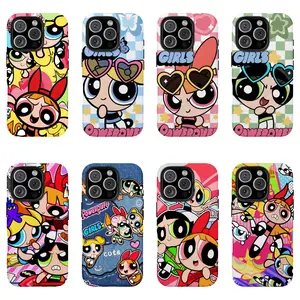 Kawaii Powerpuffs Anime Girls Film Shell Painting Cute Phone Cases For iPhone 17 Promax Pro Air 16 Plus 15 14 13 12 11 and SS Galaxy S22 S23 S24 S25 S26 Shockproof Protective Cover Best Gifts of Christmas Halloween Birthday Valentine