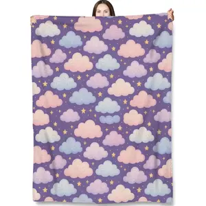 Cloud Throw Blanket Gifts for Adults Kids, Dreamy Clouds Blankets for Living Room Bedroom Decor, Fuzzy Warm Flannel Plush