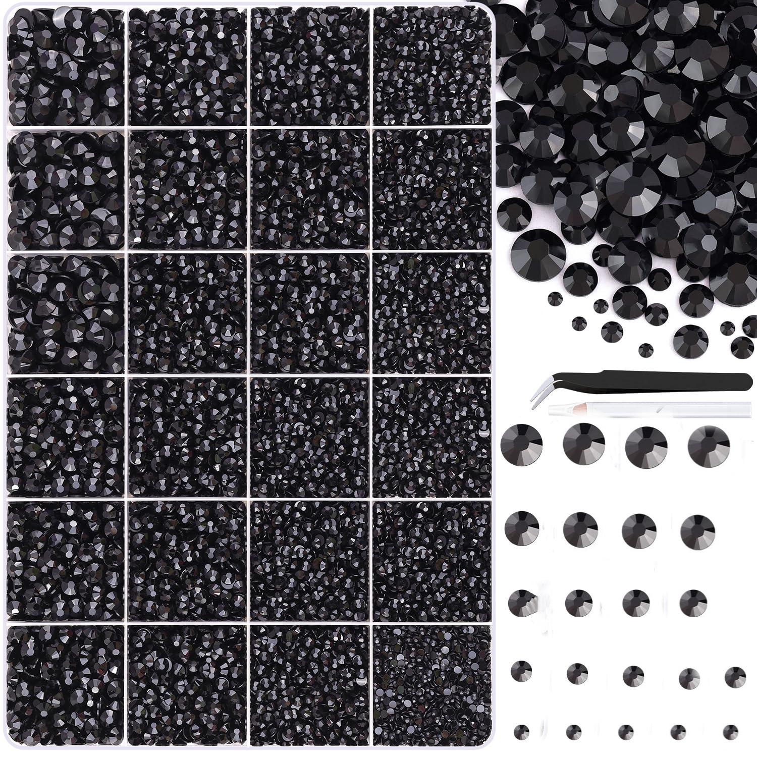 DIY Bedazzling Kit with Mixed  Tweezers,Pick up Pen and Gifted Tools for DIY Crafts Apparel Nail Art ，34000Pcs 40 different Jelly Synthetic Rhinestones for Bedazzling, 3mm Multicolor Resin Flatback Synthetic Gems for Diamond Art,  for Crafting bedazzled