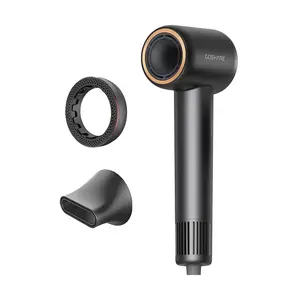 COSHARE Fast Drying Hair Dryer, SuperFlow1 Essence Oil Ring Blow Dryer for Health Scaple and Less Frizzy, Negative lonic 800 million/cm3, Lightweight, HD10U Black