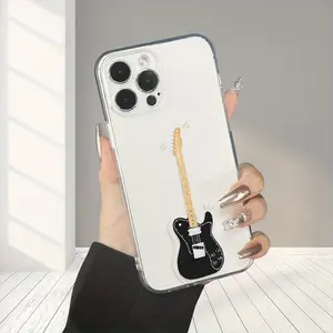 A clear transparent phone case with guitar design pattern, TPU shockproof full protection case suitable for iPhone 17/16/15/14/13/12/11 PRO MAX PLUS AIR E XS and PROMAX XR, an ideal gift for friends and family, ZB234
