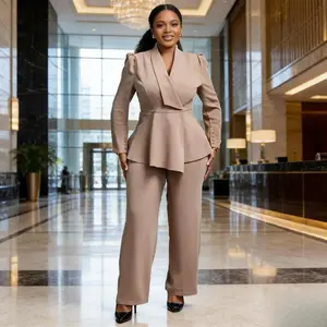 L1Y2 Piece Women Sets Plus Size  New Arrival Matching Two Pieces Sets Blazer Coat Top Pants Suits Outfits ClothingL1Y
