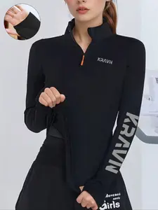 Women's Long Sleeve Sports T-Shirt, Soft Four-Way Stretch, Quick-Dry Breathable, Lightweight Yoga Running Top, Spring & Fall Casual Gym Tee, Athletic Fitted Breathable, Fitness Clothes Tops