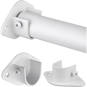 Closet Rod, 17 to 76 Inch Heavy Duty Adjtable Metal Clothing Rack for Hanging Clothes, Closet Poles for Wardrobes, Laundry, Durable Steel, White