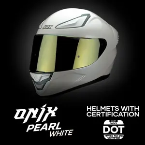 HAX ONIX Pearl White Full-Face Motorcycle Helmet DOT Certified Lightweight ABS Shell UV Protected Visor RiderSafety