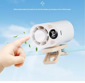 2026 Car Clip Fan with LED Display - 360° Rotation, Speeds Adjustable, USB Rechargeable Fan