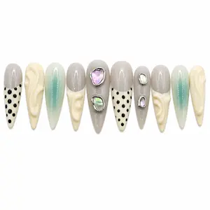 Unlock00 ELECTRIC MUSE - Almond Handmade Press On Nails | Easy To Apply, Long Lasting, High Quality