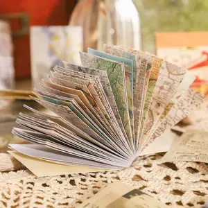 Vintage Retro Diary Material Paper Set, 50 Sheets Creative Handmade Journal Supplies, Scrapbook Materials, Perfect for DIY Scrapbooking & Art Projects