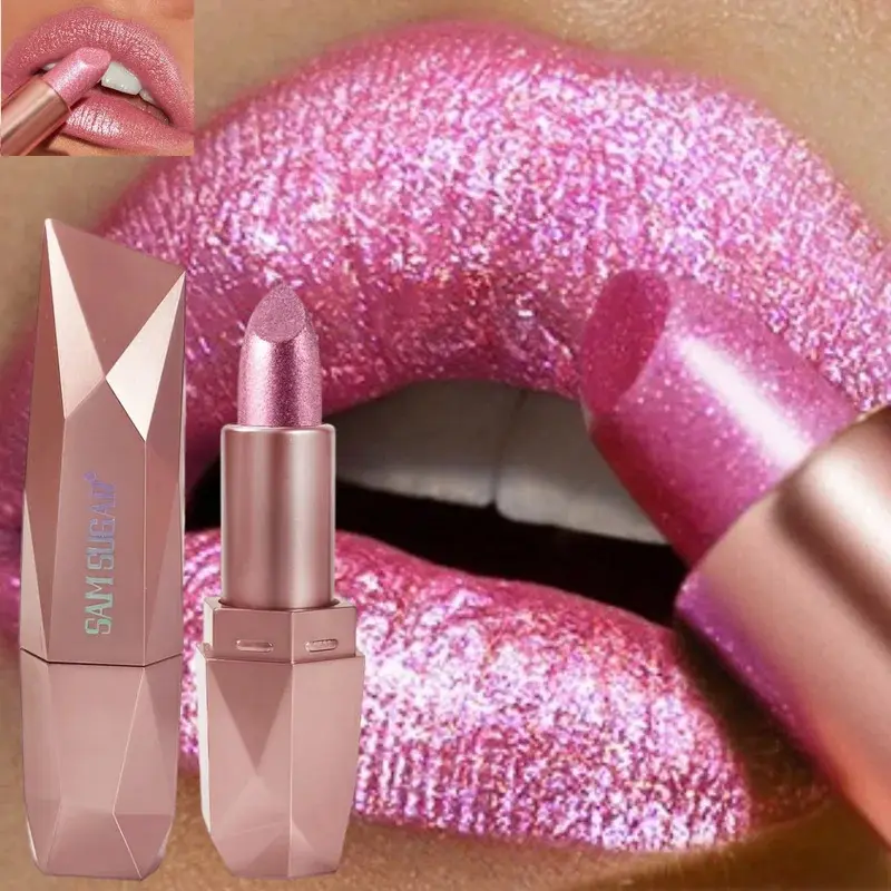 6-color dazzling gold moisturizing long-lasting lipstick Diamond pearl fine sparkle color lipstick