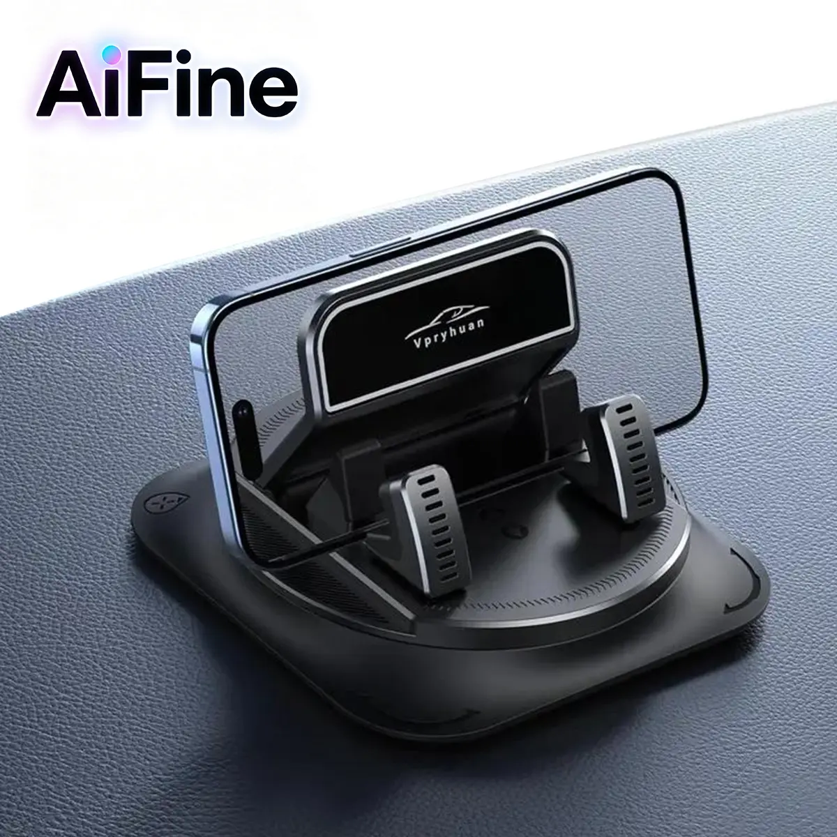 【SummerFinds】AiFine Dashboard Car Phone Holder - Anti-Slip 360° Swivel Mount, Spring Clip, 1-Hand Operation for All Smartphones, Rotating Dashboard Clip