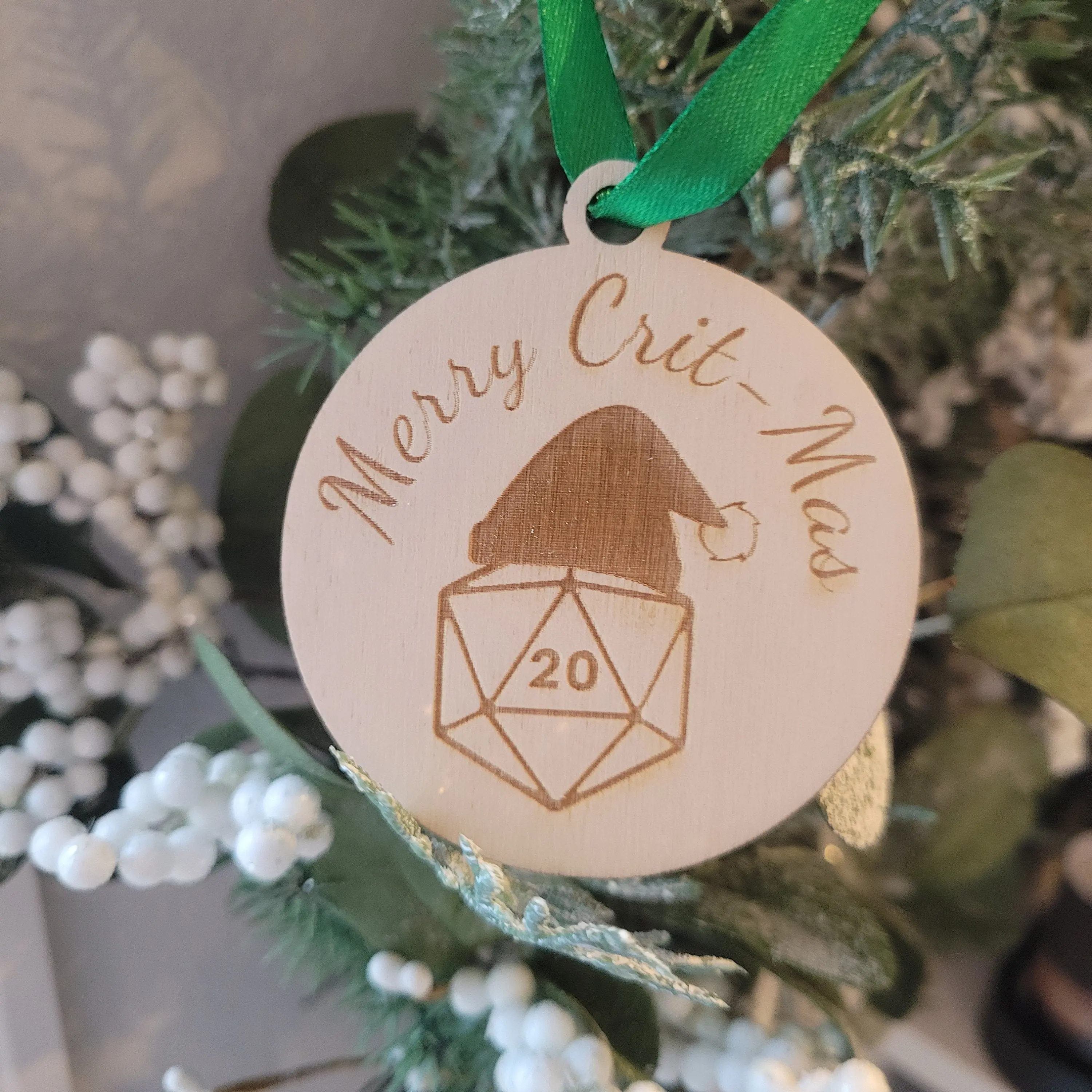 Merry Crit-Mas Christmas Ornament - RPG - Dungeons and Dragons - Tabletop