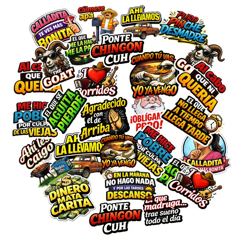 Vol. 3 Funny Spanish Phrases Mexican Parody Die-Cut 28 PACK for Laptops Car Bumpers Flat Surfaces Tool Boxes Lunch Boxes