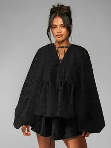 MISSGUIDED Broderie Anglaise Smock Co Ord With Floaty Shorts