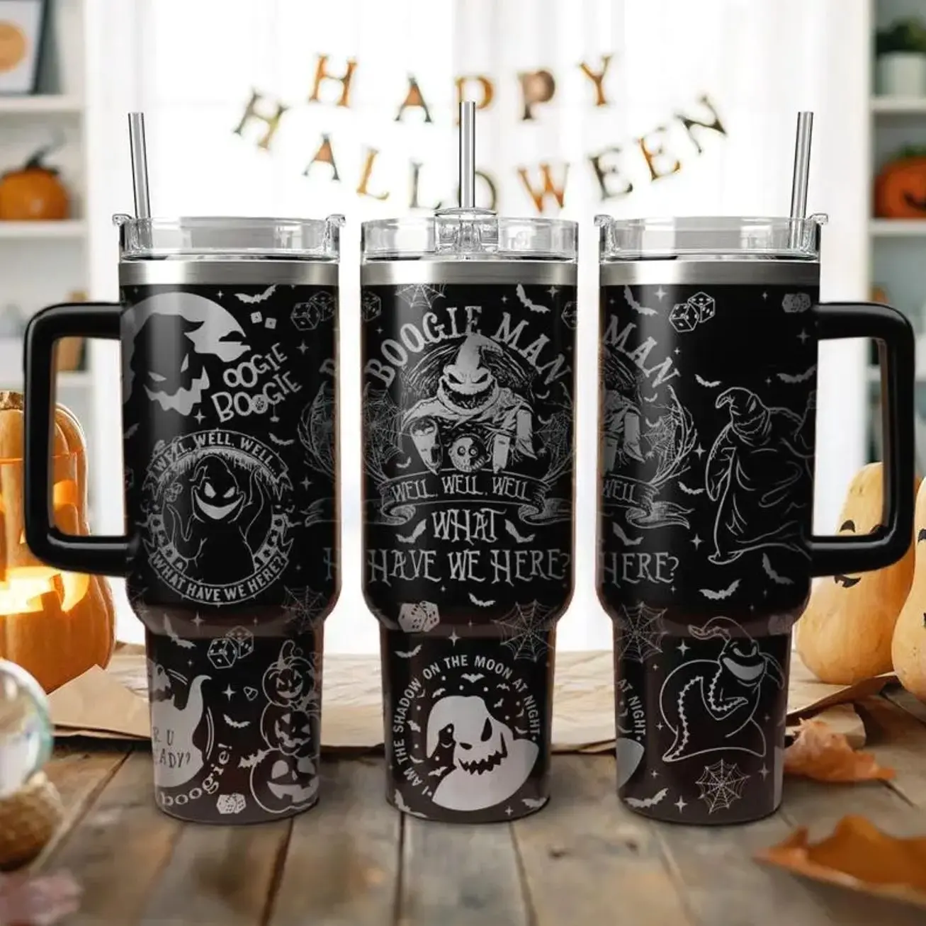 Oogie Boogie Inspired 20oz/30oz/40oz Stainless Steel Tumbler– Halloween Double Wall Vacuum Insulated Travel Mug, Spooky Fan Gift