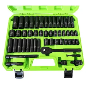 50pcs Set Standard SAE (5/16 To 3/4Inch)and Metric(8-22mm) Size Cr-V 3/8-Inch DriveRatchet Handle Drive Extension Bar with Heavy Duty Hardware