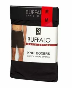 Mens Buffalo David Bitton Knit Boxers Cotton Modal Stretch 3 pack Underwear-Black Menswear Plain
