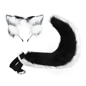 Plush Costume Set | Pom-pom-adorned, bendable ears + wire-reinforced tail with an adjustable waistband