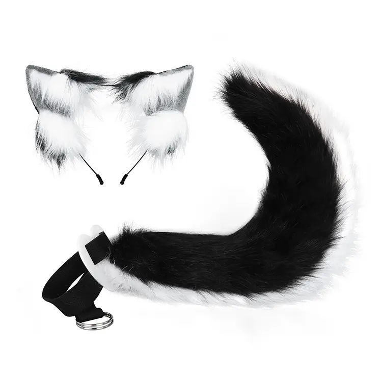 Plush Costume Set | Pom-pom-adorned, bendable ears + wire-reinforced tail with an adjustable waistband