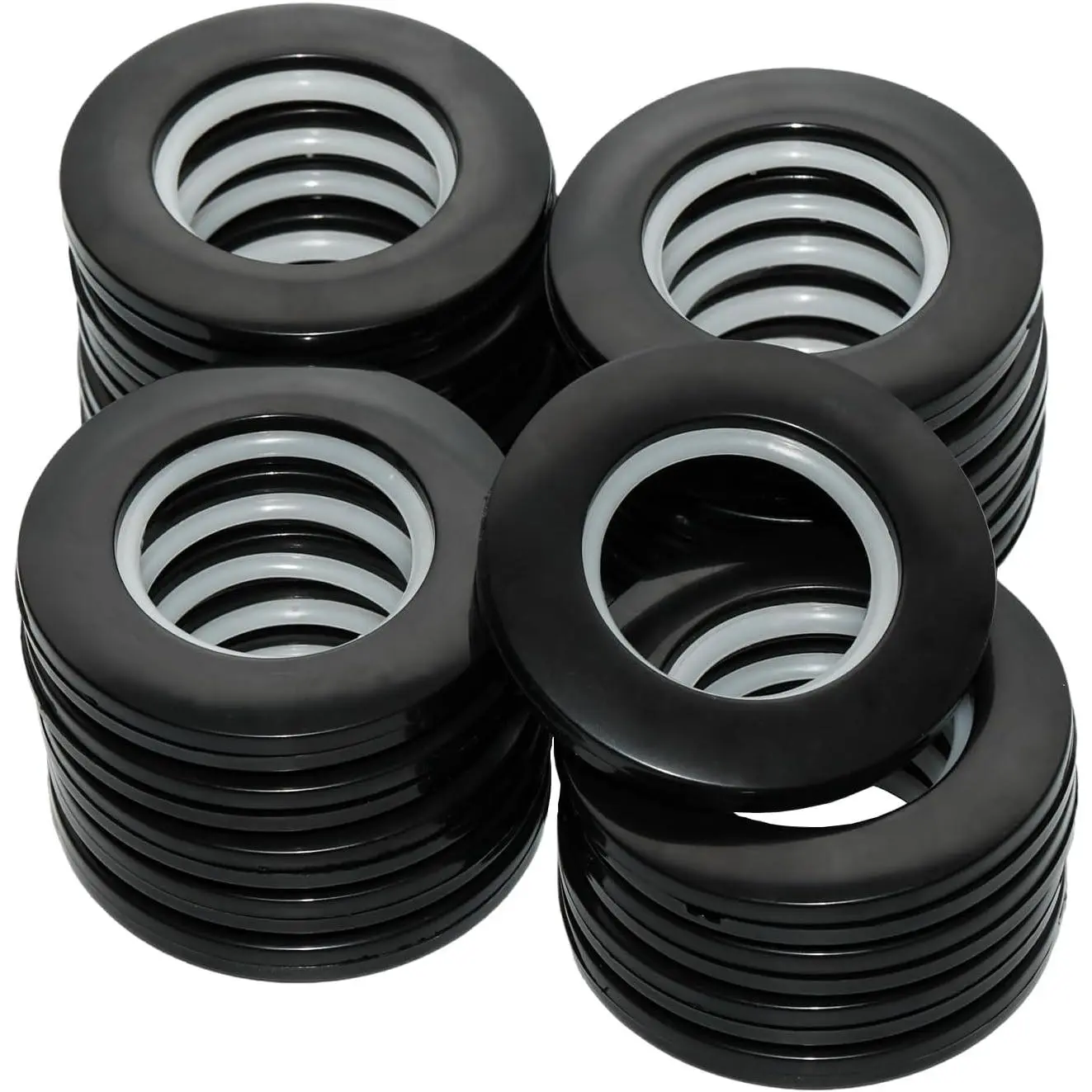 20 count Plastic Curtain Grommets, ABS Curtain Eyelet Rings, Round Rings, Inner Diameter 1-9/16"(40mm), External Diameter 2.91"(74mm), for Window Curtain Rods(Black)