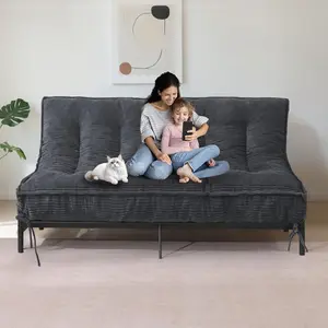 8" Thick Futon Mattress Full Size Shredded Foam Medium Firm Roll Up Folding Floor Sofa Bed Adults Customized