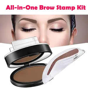 Smudge-Proof Stamp Powder Set Easy Stamp & Fill Brow Kit, Waterproof & All-Day Wear, Natural Looking Brows in 1 Step,