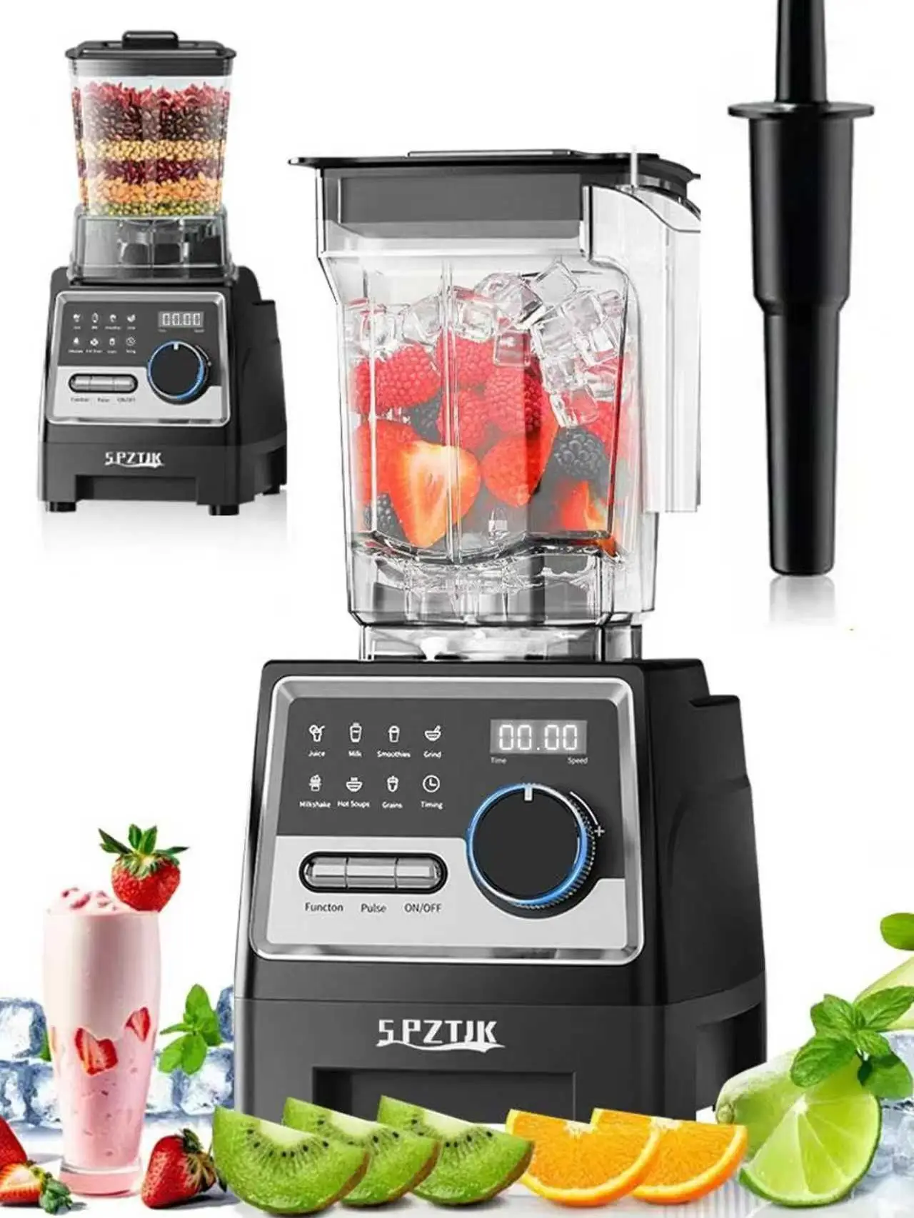 Food Processor Professional Blender, Max.2400W/1000W Blender And Grinder Combo 24000RPM Powerful Blenders Kitchen, 2 Containers Countertop Blenders Ic