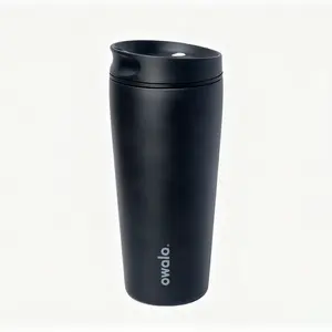 Owala SmoothSip Insulated Stainless Steel Coffee Tumbler, Reusable Iced Coffee Cup, Hot Coffee Travel Mug, BPA Free, 20 oz, baclk,very baclk
