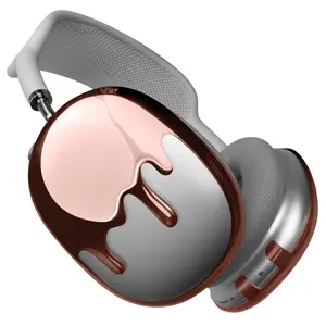 qlix Pink Drip Frames for AirPods Max Durable Lightweight Protective Case with USB-C & Lightning Compatibility