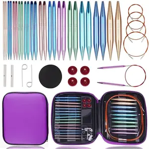 13 Pair Circular Knitting Needle Set 3.0~10.0mm, Interchangeable Aluminum Knitting Needles with Case