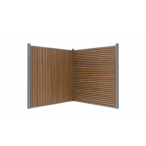 All-Weather WPC Composite Fence Slat Panel System - Weathered Teak With Black Accents