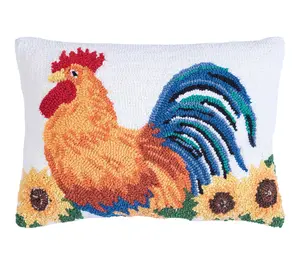 Rooster Sunflower Hooked Throw Pillow by Valerie Rooster Sunflower Hooked Throw Pillow by Valerie
