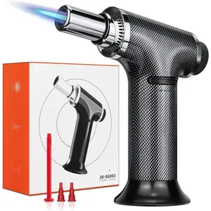 Lighter, Windproof Jet Lighters with Safety Lock, Multi-purpose Butane Lighter Refillable for Cooking, BBQ, Baking, Crème Brûlée (NO Gas)