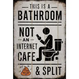 Funny Bathroom Wall Decor Metal Sign – Vintage "This Is a Bathroom, Not an Internet Café" Tin Wall Art for Washroom, Toilet, Farmhouse Home & Office