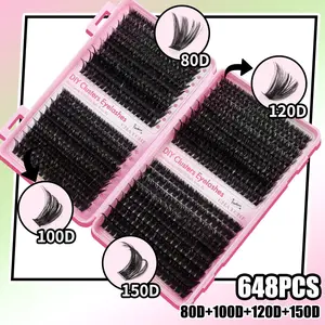 648/666/720 D Curl Volume False Eyelashes Set, 10-16mm, Beginner Tutorial, Reusable, Soft Mixed Lashes, 3D Eye Makeup, DIY, Travel, Wedding