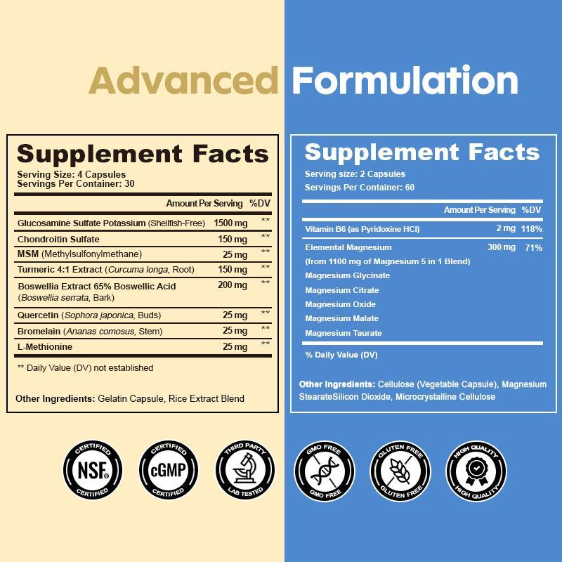 VBBV Joint Health Supplement with Glucosamine Chondroitin MSM & Turmeric 120 Capsules for Women & Men Optimum Joint Bone & Immune Health Support