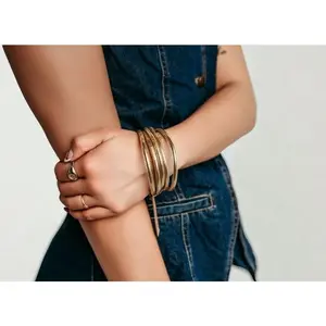 Gold Jelly Filled Bangle Bracelet Stack
