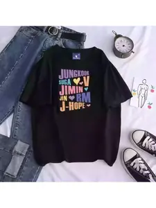 Kpop Printed Men's And Women's T Shirt Jungkook Jimin V J-Hope Rm Jin Short-Sleeved Casual Fashion Top Quality T-Shirt