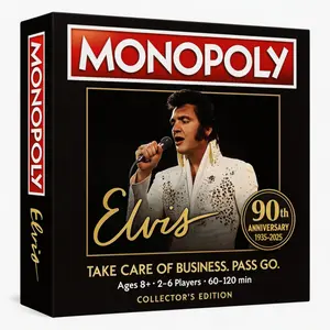 Elvis Presley Monopoly 90th Anniversary Collector’s Edition | Grab This Legendary Board Game Before It’s Gone! #ElvisMonopoly #BoardGameDrop #VintageVibes