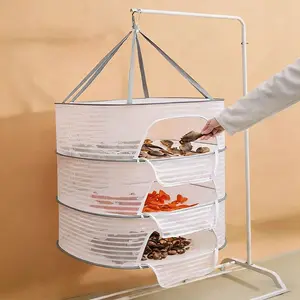 1pc White/Black/Green Multi-layer Foldable Drying Mesh Sealed Drying Mesh Dustproof, Used for Drying Underwear, Socks, Bra, Mosquito and Fly Prevention, Multi-layer with 1 layer/2 layers/3 layers/4 layers respectively, Drying Rack