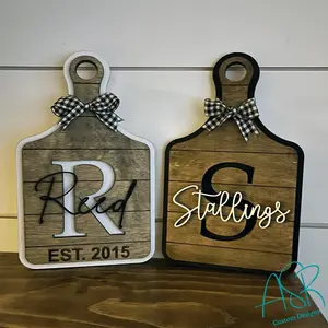 Decorative Cutting Board, Farmhouse Decor, Initial and Last Name, Established Date