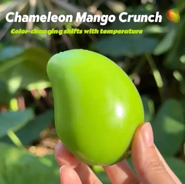 Temperature-Changing Mango Crunch Squishies, Soft Slow-Rebound Stress Relief Squeeze Toy, Chameleon Fruit Fidget Toy