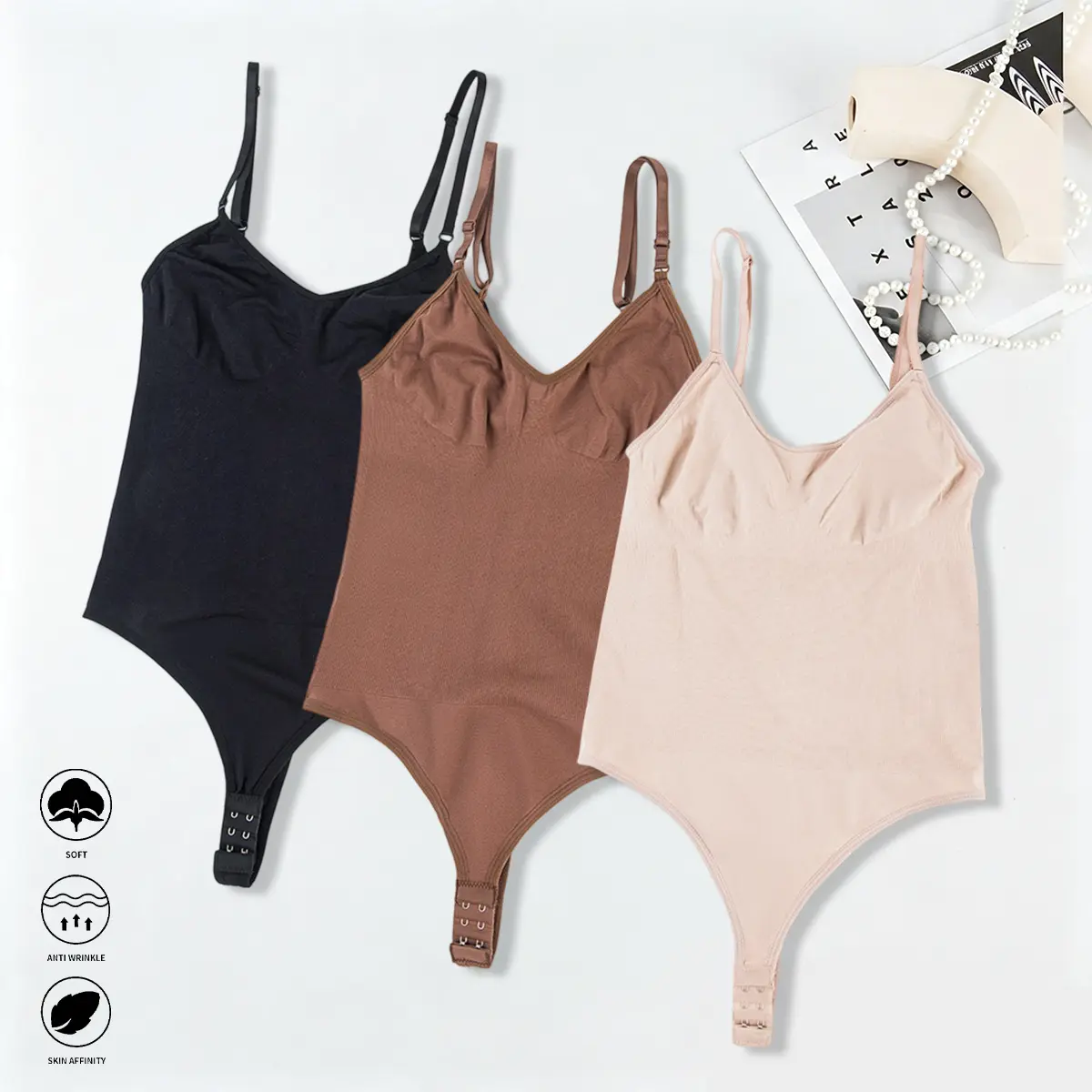 360° Peach Butt Shaping Bodysuit with Hook-and-Eye Design, Tummy Control, Waist Lift, Butt Enhancement, and Abdominal Firming—Women’s Shapewear Bodysuit, Women’s Clothing